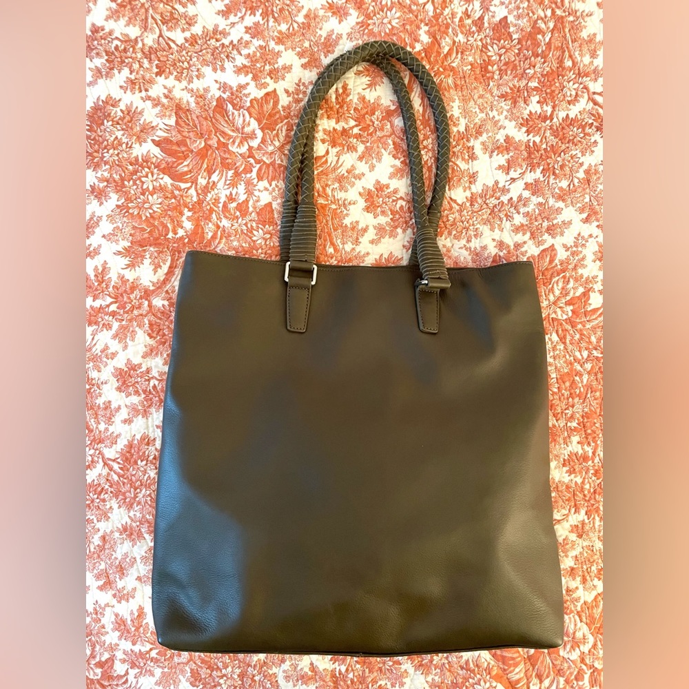 MARGOT Dark Olive Green Soft Leather Tote